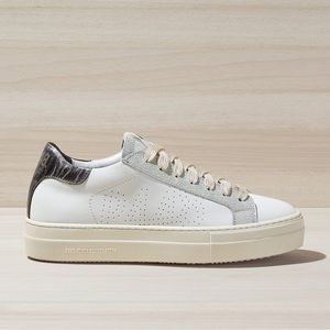 Classic Women's White Leather Sneakers with Metallic Accent